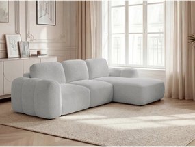 Colțar gri deschis extensibil/cu spațiu de depozitare cu tapițerie din țesătură bouclé (cu colț pe partea dreaptă/cu șezlong) Montaigne – Bobochic Paris