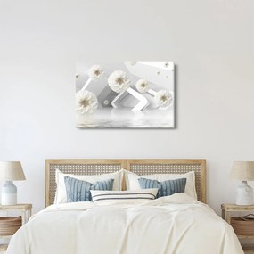 Tablou abstract cu flori albe (90x60 cm)