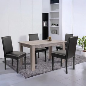 Set de masă Leon 4+1 stejar York-negru
