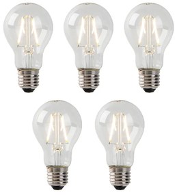 Set de 5 becuri LED E27 A60 Transparent 2W 180lm 2700K