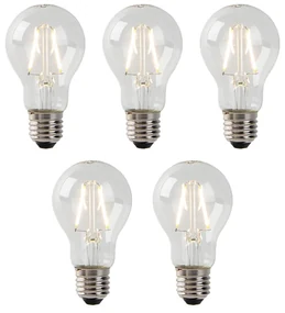 Set de 5 becuri LED E27 A60 Transparent 2W 180lm 2700K