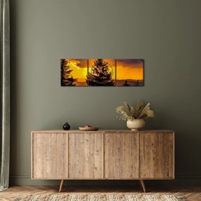 Tablou - coniferi (cu ceas) (90x30 cm)