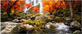 Tablou - Cascade în pădurea portocalie (120x50 cm)