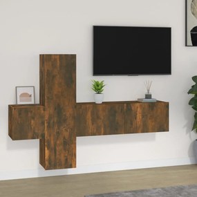 vidaXL Set dulapuri TV, 3 piese, stejar fumuriu, lemn prelucrat