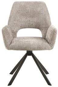 Scaun de sufragerie gri deschis cu cotiere tapițat Graham – Actona