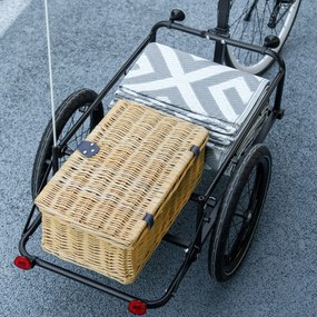 HOMCOM Remorcă pentru bicicletă cu cutie de depozitare detasabilă și pliabilă de 65L, reflectoare de siguranță, capacitate maximă 40KG, gri | Aosom Romania