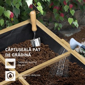 Outsunny Strat de Grădină Înălțat cu 12 Grile, Jardinieră Înălțată din Lemn cu Rafturi Laterale Pliabile, 122x91,5x89 cm, Lemn Natural | Aosom Romania