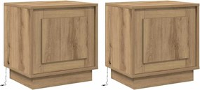 vidaXL Dulap de noapte 2 pcs Stejar Artizanal 44 x 34,5 x 45 cm