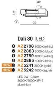 Aplica LED pentru baie directionabila 4000K Dali 30 aurie