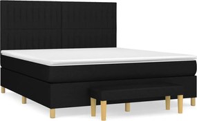 vidaXL Pat box spring cu saltea, negru, 160x200 cm, textil