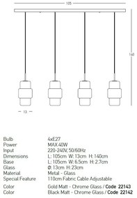 Lustra suspendata cu 4 pendule design modern Vaia crom, negru