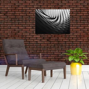 Tablou pe sticlă abstract - spirală alb neagră (70x50 cm)