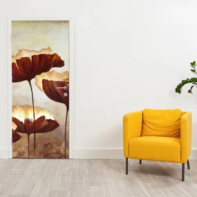 Fototapet pentru ușă - Flori roșii (95x205cm)