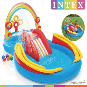 INTEX Piscină gonflabilă Rainbow Ring Play 297x193x135 cm, 57453NP