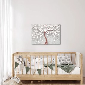 Tablou - Imaginea copacului alb cu flori albe, rosegold (70x50 cm)