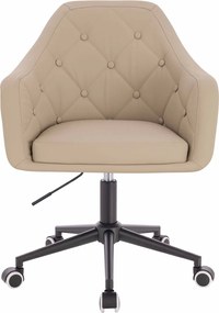 HR831K Scaun Crem Piele Ecologica Premium Soft cu Bază Neagră