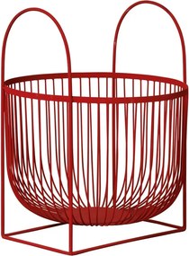 Cos depozitare rosu din metal, cu manere, Basket