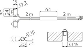 Întrerupător cu senzor GTV pentru bandă LED, 36-72W, 12-24V, IP20, negru, cablu 2 m 72 W, 24 V, 2 m, Negru