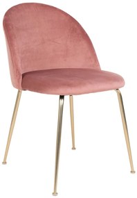 Scaun Geneve Dining, catifea, roz, picioare cu efect de alamă