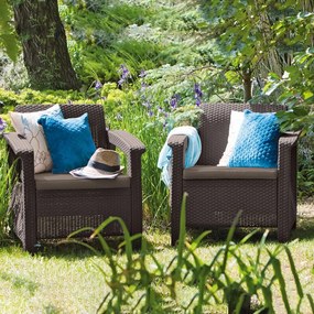 Set fotolii Corfu duo, maro, cu perne taupe calde