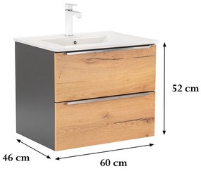 Dulap inferior Vario Trim 60 cu lavoar antracit-stejar