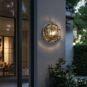 Lampă de perete și plafon pentru exterior, aur antic, rotundă, IP44 - Noutica