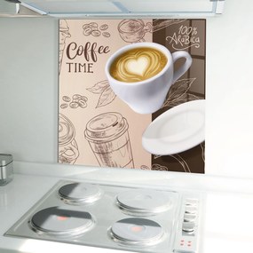 Panou Sticla Bucatarie, 60x60cm, Protectie aragaz, Antistropi, Termorezistent, Alimente, Cafea, Coffee Time