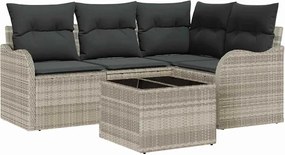 vidaXL Set de canapele pentru grădină 5 pcs Gri poliratan