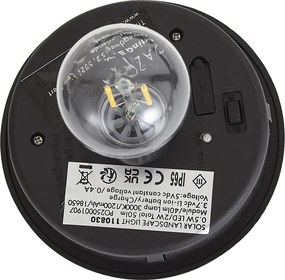 Stâlp modern de exterior negru cu sticlă canelată, cu LED solar inclus IP65 - Ribble Mushroom