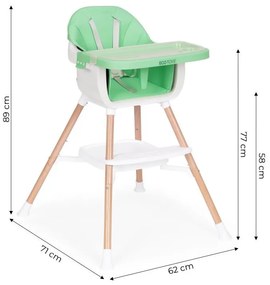 Scaun înalt pentru copii 2 în 1 verde