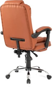 Scaun directorial, Masaj în perna lombară, Suport picioare, Rabatabil, piele PU, Maro Inchis