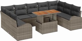 vidaXL Set de canapele pentru grădină 10 pcs Gri Rattan poli