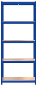 Rafturi de depozitare cu 5 niveluri, 5 buc., albastru otel lemn