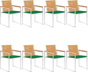 vidaXL Scaune de grădină cu perne, 8 buc., lemn masiv de tec
