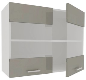 Corp haaus Karo, 2 Usi, cu sticla, Gri Lucios/Alb, MDF, 80 x 30 x 60 cm