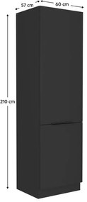 Dulap bucătărie pentru frigider încorporat Sobera 60 LO 210 2F (negru) . 1097017