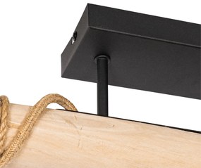 Lampă suspendată rustică aurie cu lemn 3 lumini - Yura