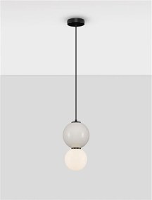 Pendul LED decorativ portelan gri deschis, sticla alb, NOESIS