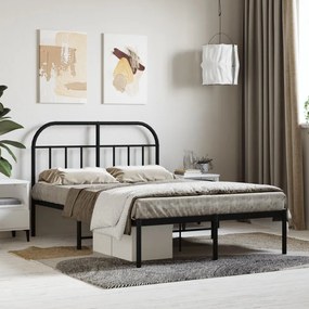 353633 vidaXL Cadru de pat metalic cu tăblie, negru, 120x200 cm
