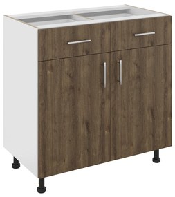 Corp Baza Karo, 2 Sertare, 2 Usi, Stejar Bronz/Alb, 80 x 50 x 80 cm