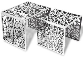 vidaXL Set de mese laterale 2 buc. pătrat aluminiu argintiu