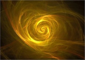 Tablou pe sticlă cu spirala abstractă în galben (70x50 cm)