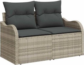 vidaXL Set de canapele pentru grădină 10 pcs Gri deschis Rattan poli