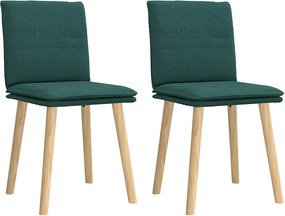vidaXL Scaune de bucătărie, 2 buc., verde închis, material textil