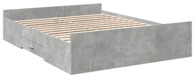 3280289 vidaXL Cadru de pat cu sertare, gri beton, 150x200 cm, lemn prelucrat