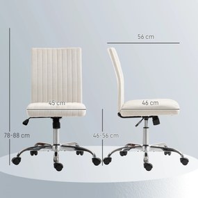 HOMCOM Scaun de birou fără accoudoirs, fauteuil de birou, înălțime reglabilă și pivotant 360°, 43 x 56 x 78-88 cm, crem | Aosom Romania