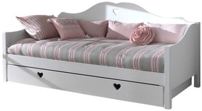 Set AMORI în alb format dintr-un Pat copii cabină (90 x 200 cm) și un sertar de Pat copii.