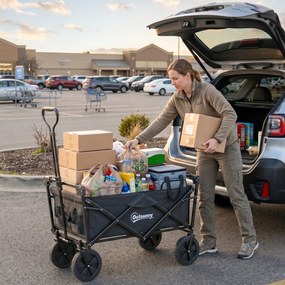 Outsunny Cărucior Pliabil de Exterior cu Copertină Detașabilă, Rezistent pentru Grădină și Camping, cu Maner Telescopic | Aosom Romania