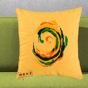 Perna Decorativa Vortex Abstract Colorat, 40x40 cm, Galben, Husa Detasabila, Perna Inclusa, BEKZ®