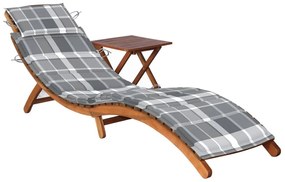 3061601 vidaXL Șezlong de grădină cu masă și pernă, lemn masiv de acacia